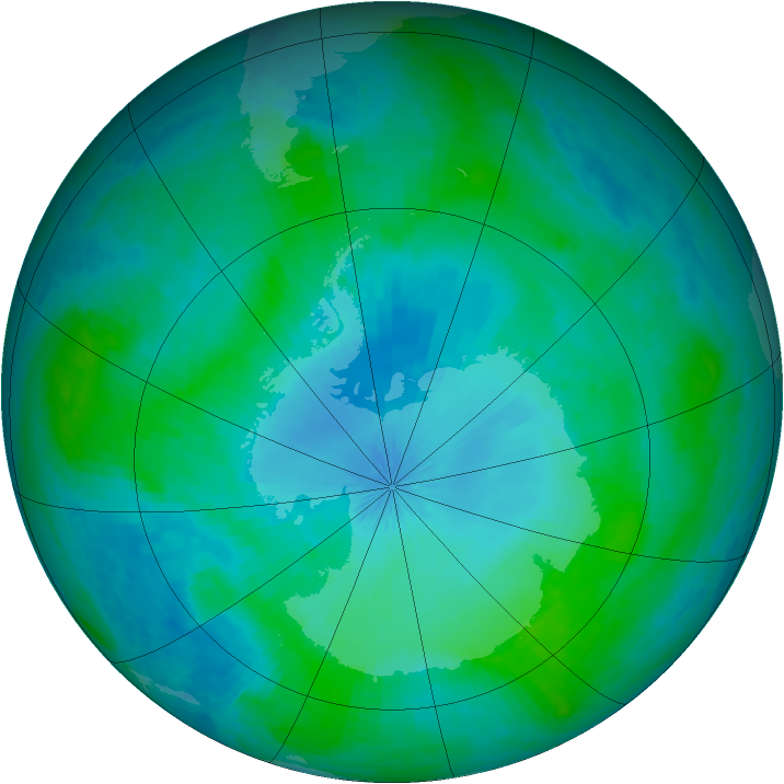 Antarctic ozone map for 03 February 2002